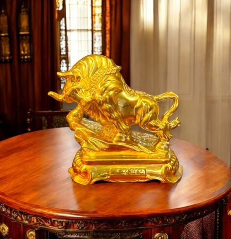 Tượng Trâu phong thủy dát vàng 24k chữ Nho 26kg nặng 4kg