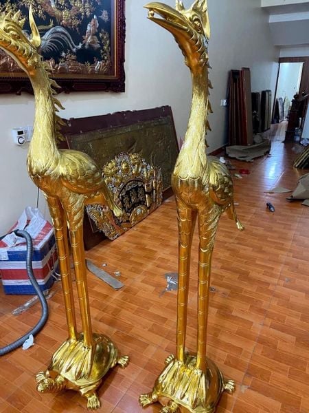 Hạc đồng đỏ dát vàng 1m76 nặng 125kg