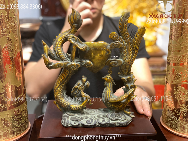 Tượng long phượng bằng đồng 25cm