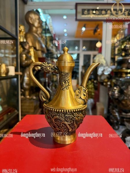 Ấm rồng phượng bằng đồng 18*13*600gr