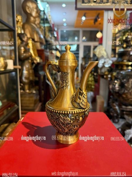 Ấm rồng phượng bằng đồng 18*13*600gr