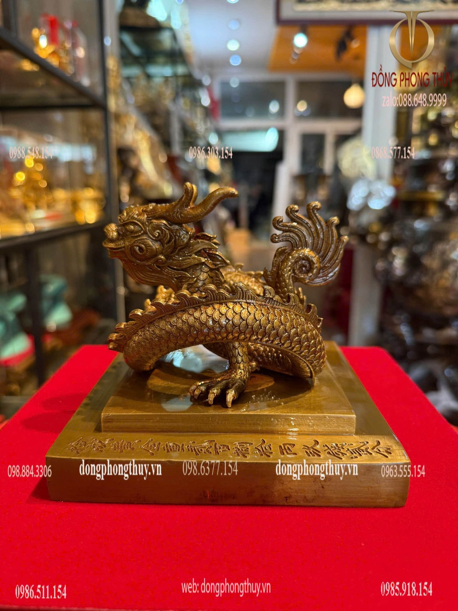 Ấn rồng Hoàng Đế Chi Bảo bằng đồng cao 12cm