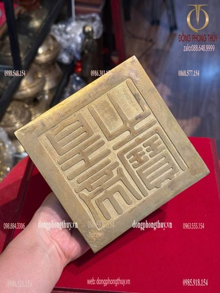 Ấn rồng Hoàng Đế Chi Bảo bằng đồng cao 12cm
