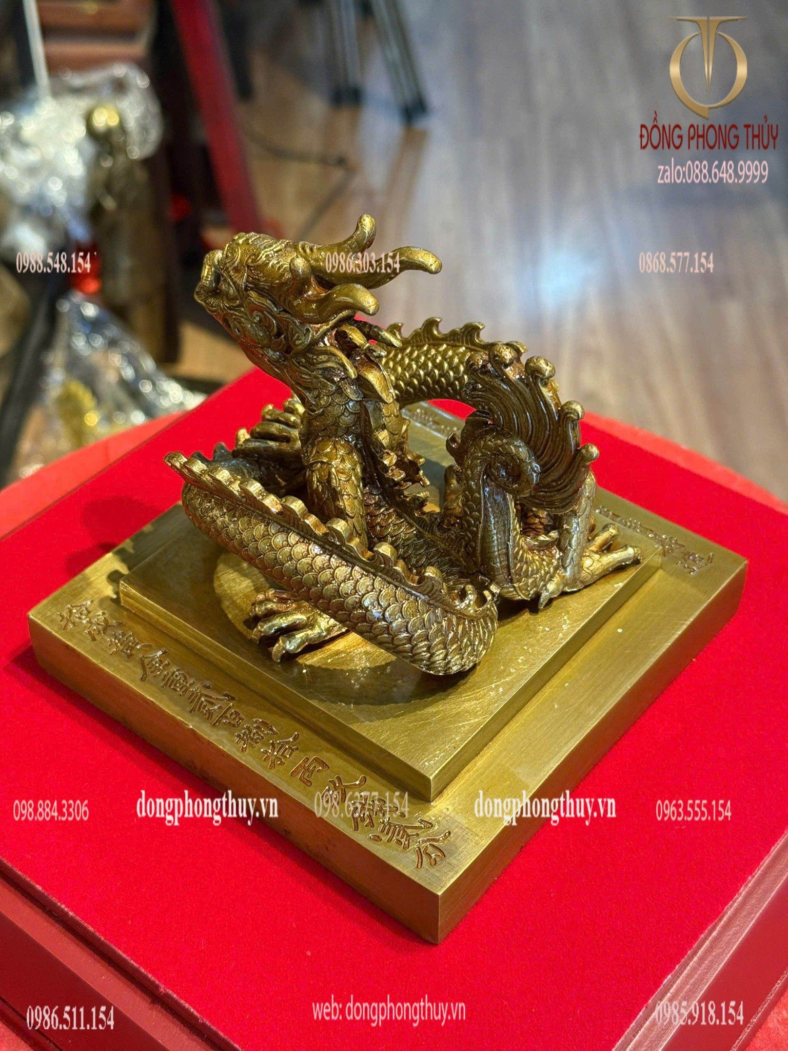Ấn rồng Hoàng Đế Chi Bảo bằng đồng cao 12cm