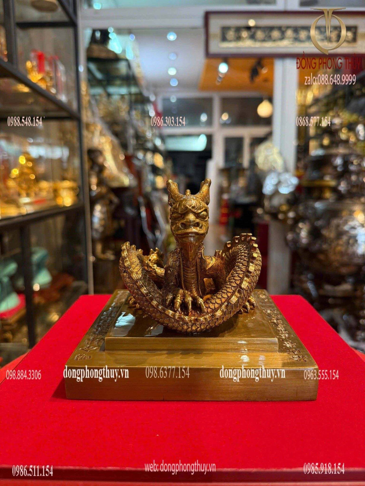 Ấn rồng Hoàng Đế Chi Bảo bằng đồng cao 12cm