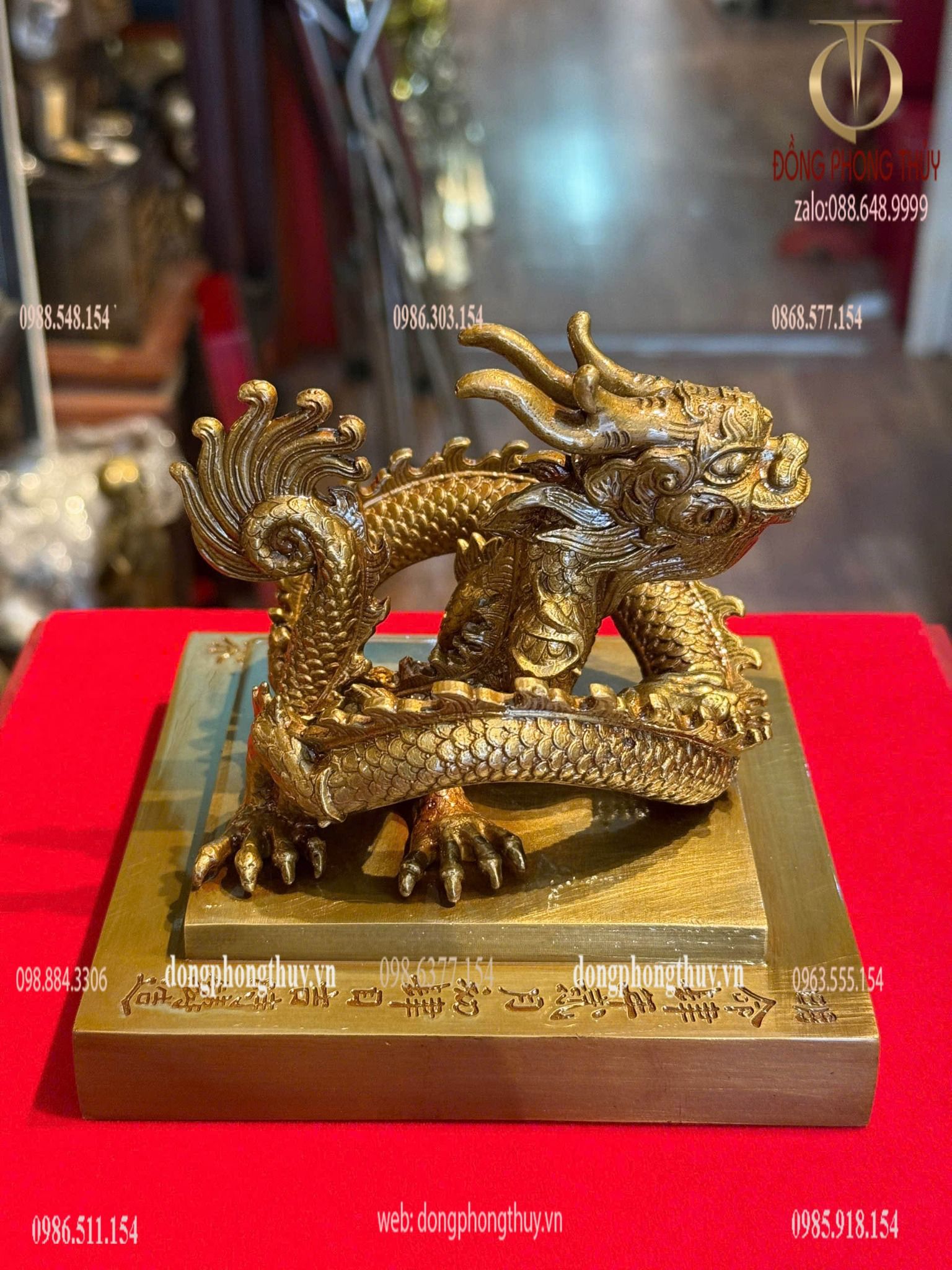 Ấn rồng Hoàng Đế Chi Bảo bằng đồng cao 12cm