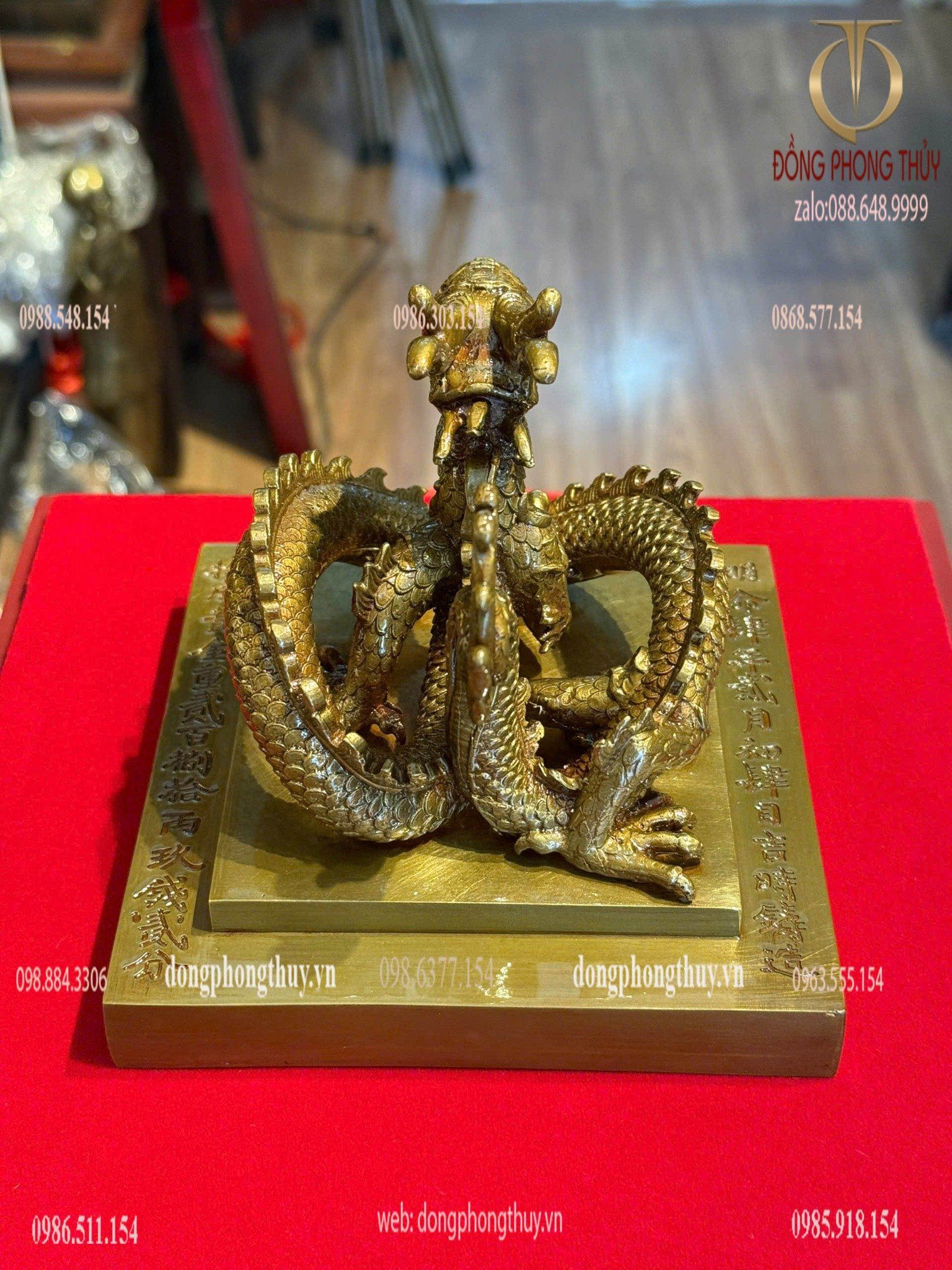 Ấn rồng Hoàng Đế Chi Bảo bằng đồng cao 12cm