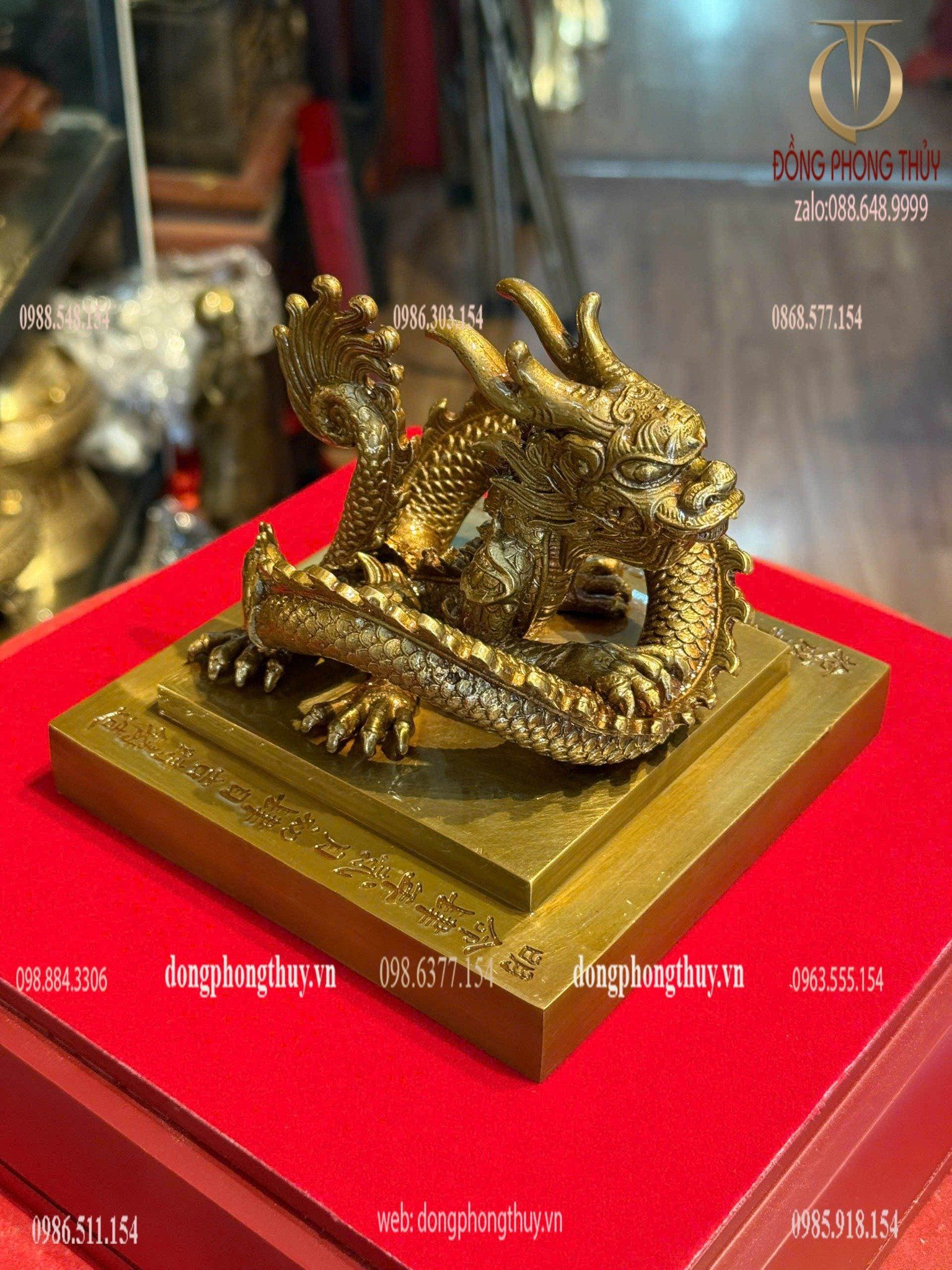 Ấn rồng Hoàng Đế Chi Bảo bằng đồng cao 12cm