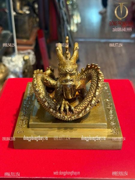 Ấn rồng Hoàng Đế Chi Bảo bằng đồng cao 12cm