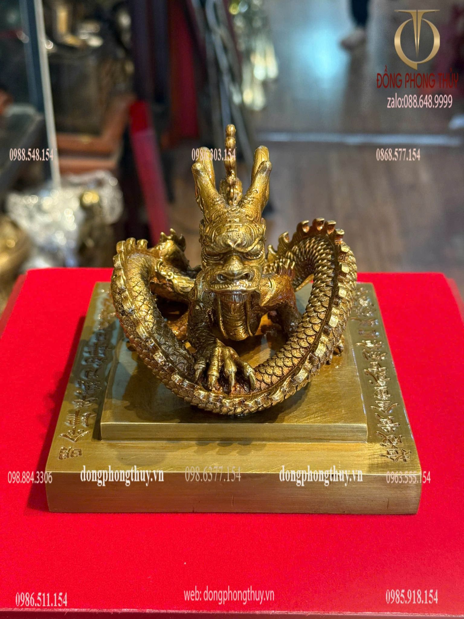 Ấn rồng Hoàng Đế Chi Bảo bằng đồng cao 12cm