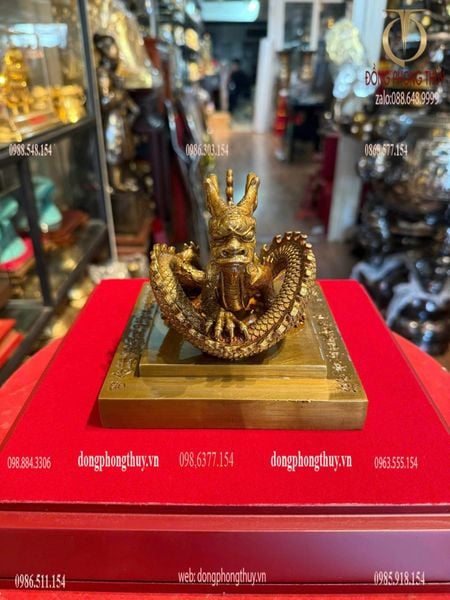Ấn rồng Hoàng Đế Chi Bảo bằng đồng cao 12cm
