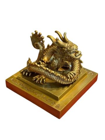 Ấn rồng Hoàng Đế Chi Bảo bằng đồng cao 12cm