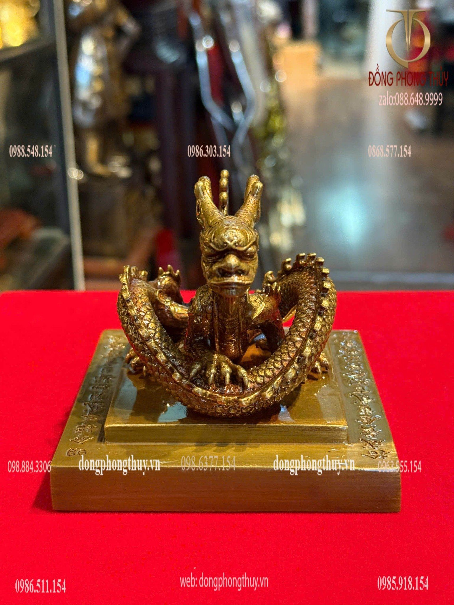 Ấn rồng Hoàng Đế Chi Bảo bằng đồng cao 9cm