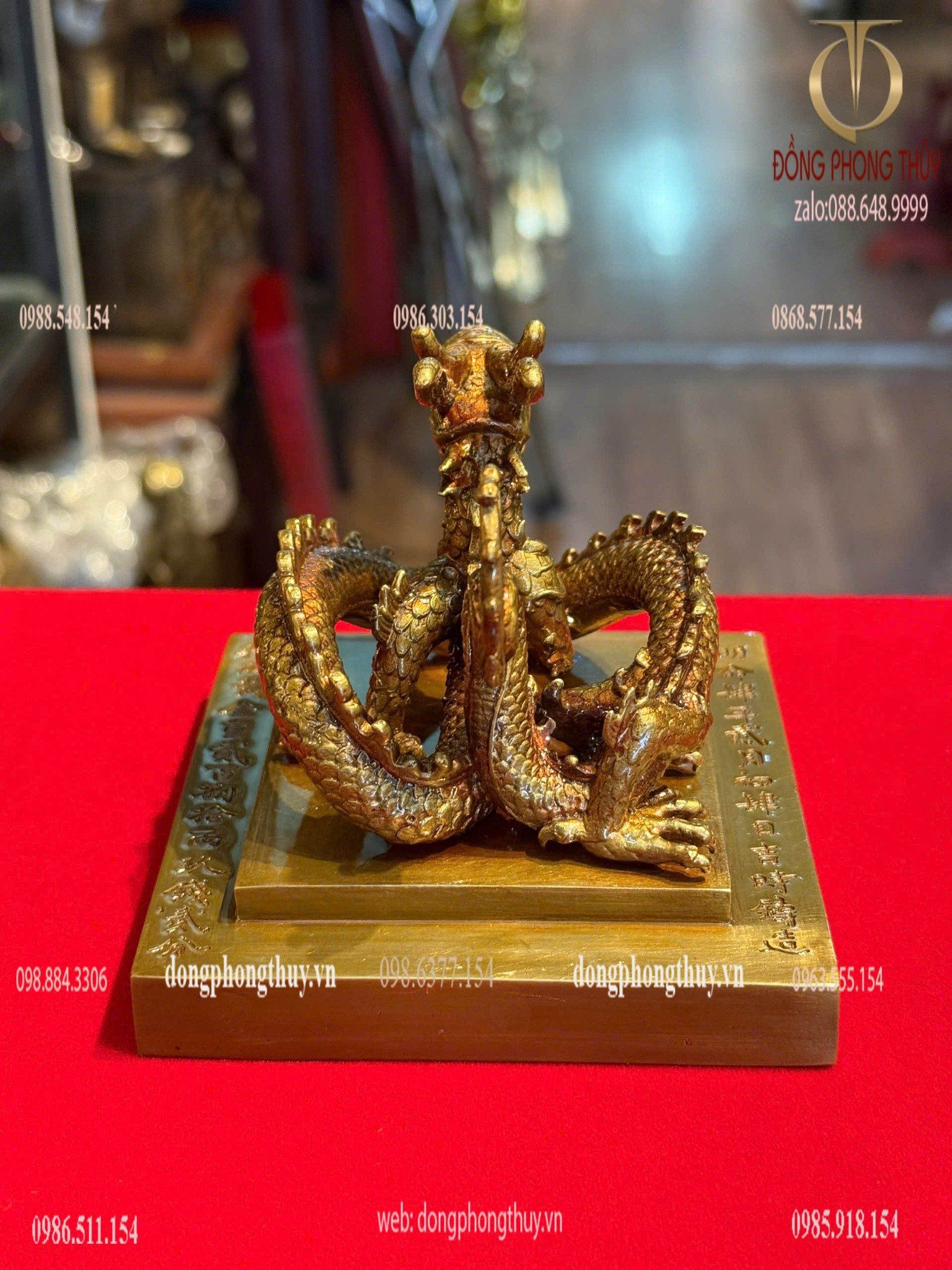 Ấn rồng Hoàng Đế Chi Bảo bằng đồng cao 9cm