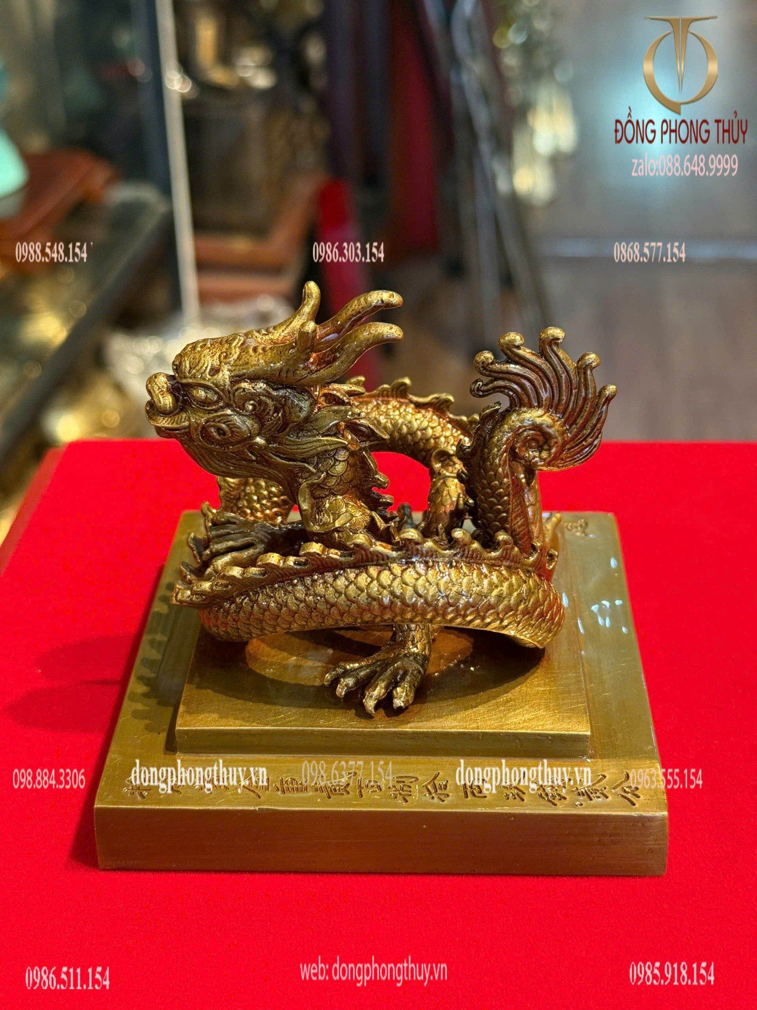 Ấn rồng Hoàng Đế Chi Bảo bằng đồng cao 9cm