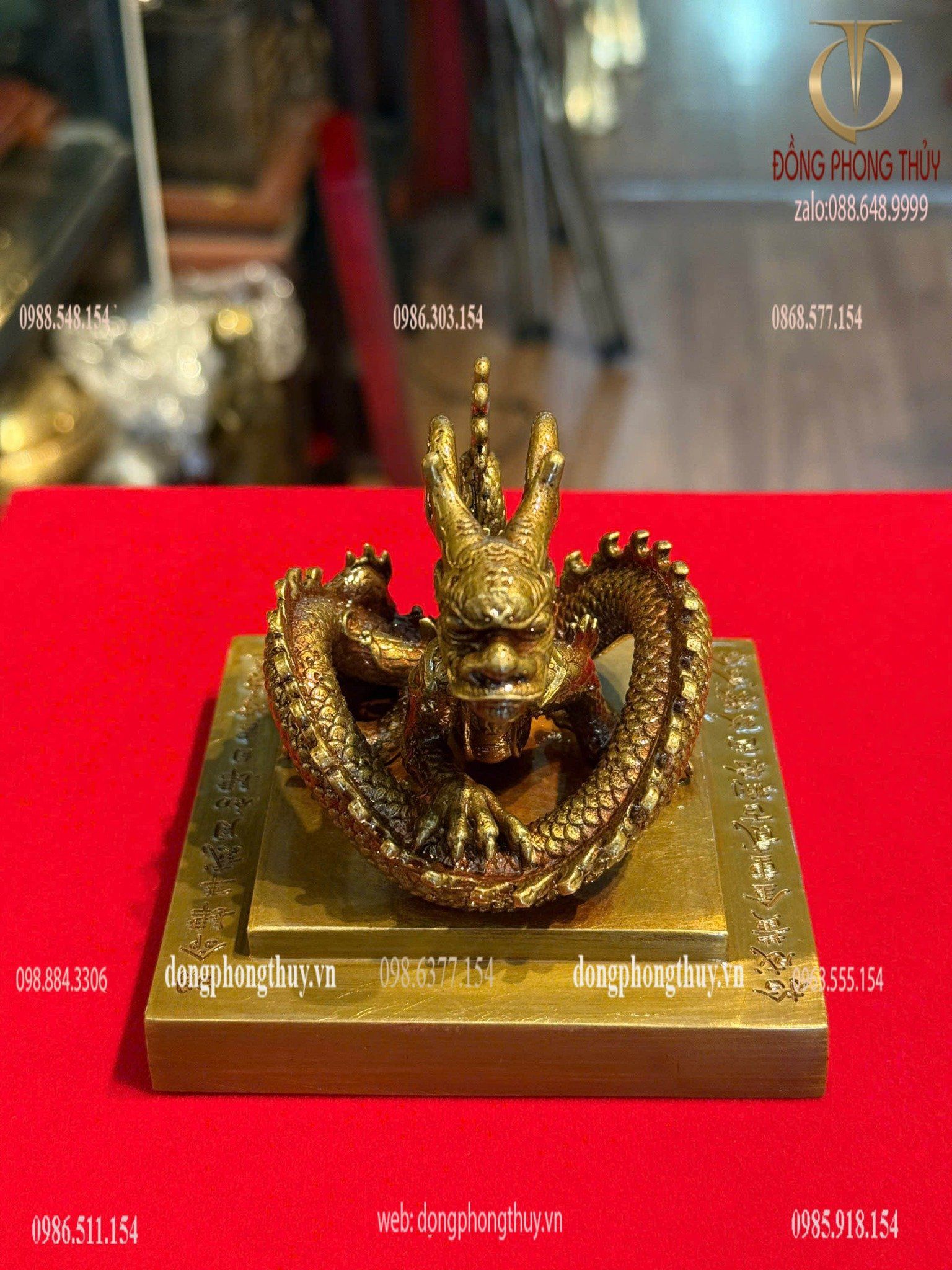 Ấn rồng Hoàng Đế Chi Bảo bằng đồng cao 9cm
