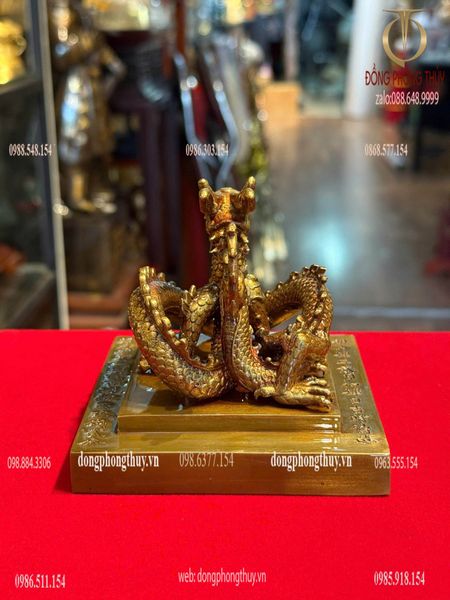 Ấn rồng Hoàng Đế Chi Bảo bằng đồng cao 9cm