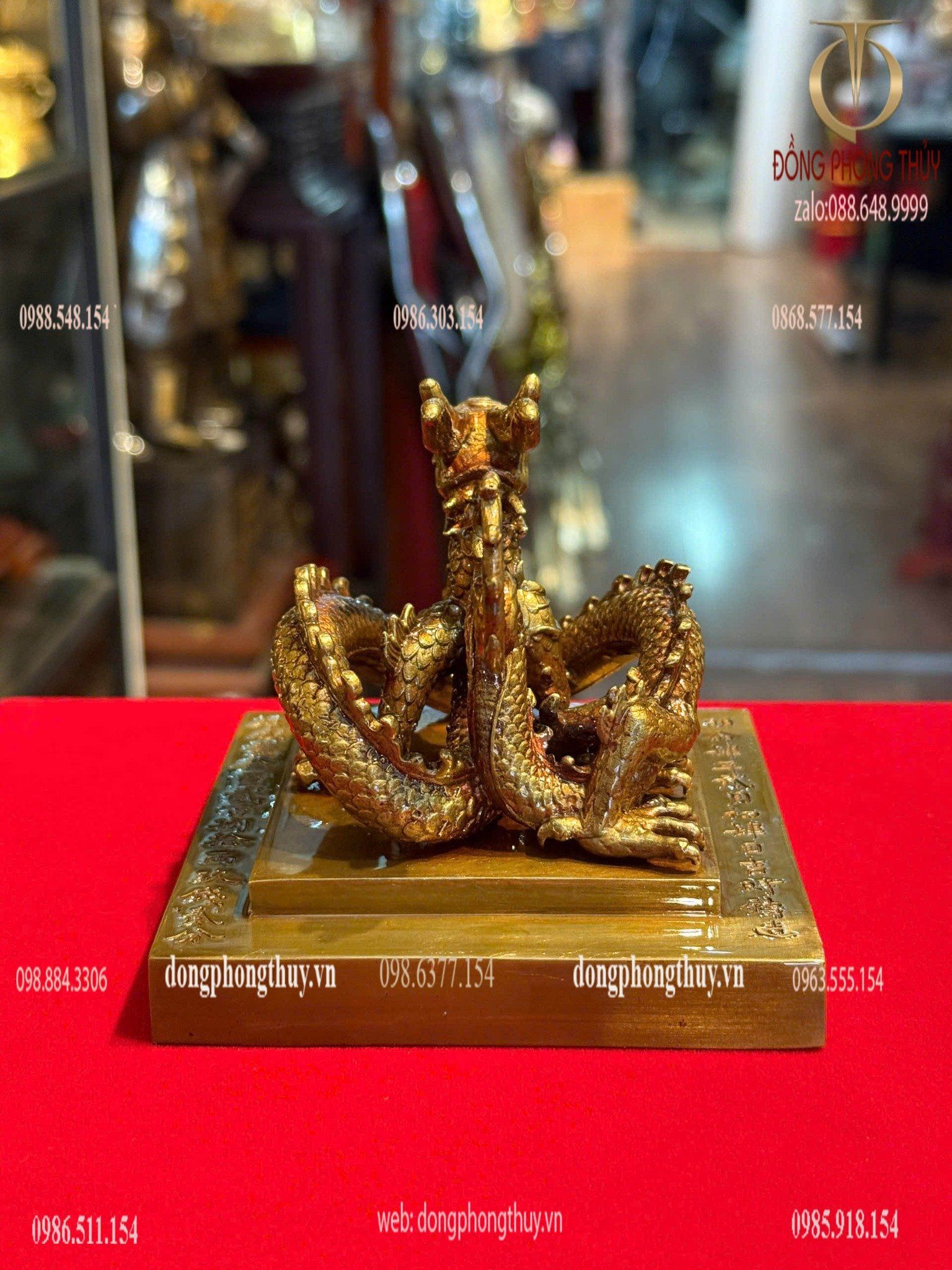 Ấn rồng Hoàng Đế Chi Bảo bằng đồng cao 9cm