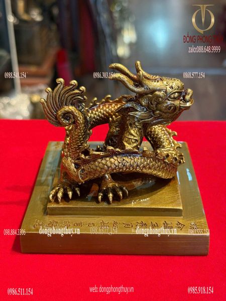 Ấn rồng Hoàng Đế Chi Bảo bằng đồng cao 9cm