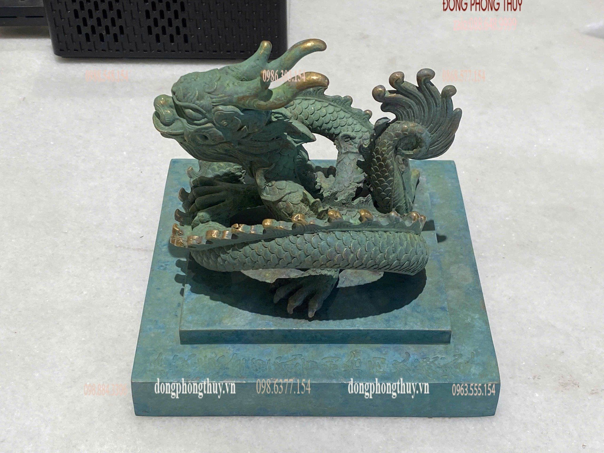 Ấn rồng Hoàng Đế Chi Bảo bằng đồng tem xanh