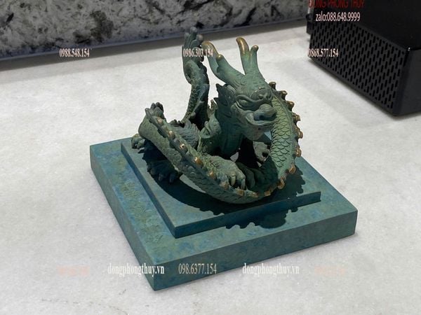 Ấn rồng Hoàng Đế Chi Bảo bằng đồng tem xanh