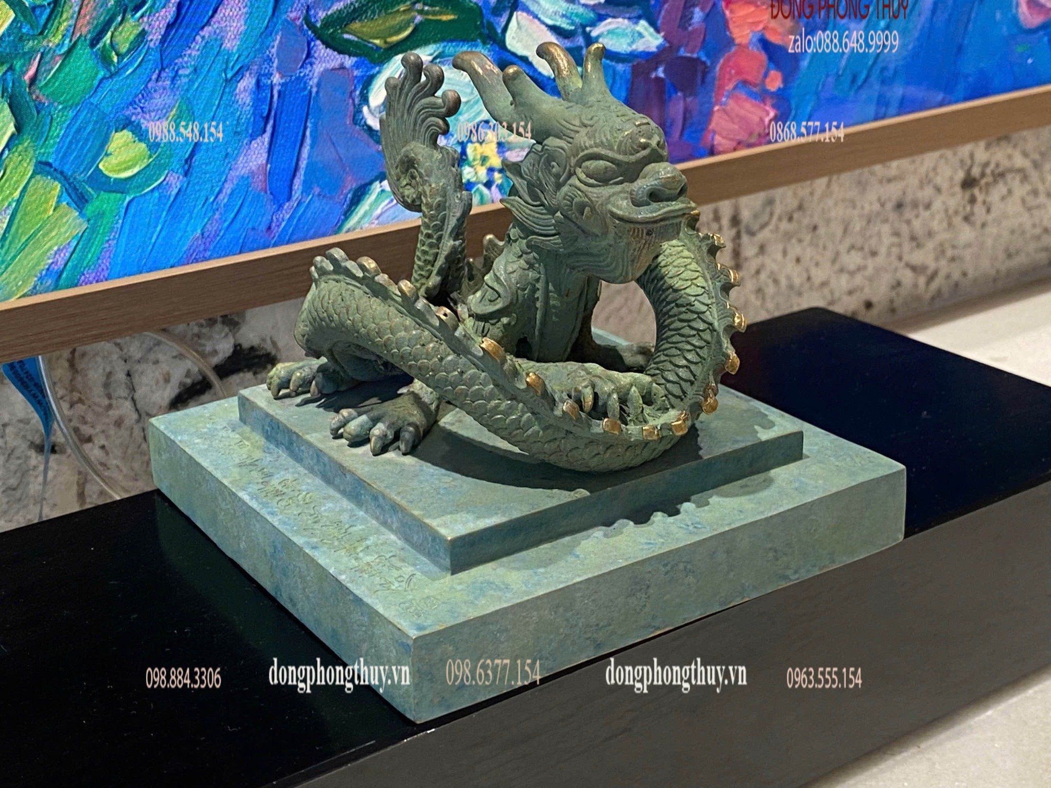Ấn rồng Hoàng Đế Chi Bảo bằng đồng tem xanh