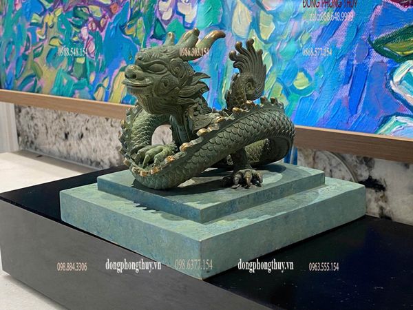 Ấn rồng Hoàng Đế Chi Bảo bằng đồng tem xanh