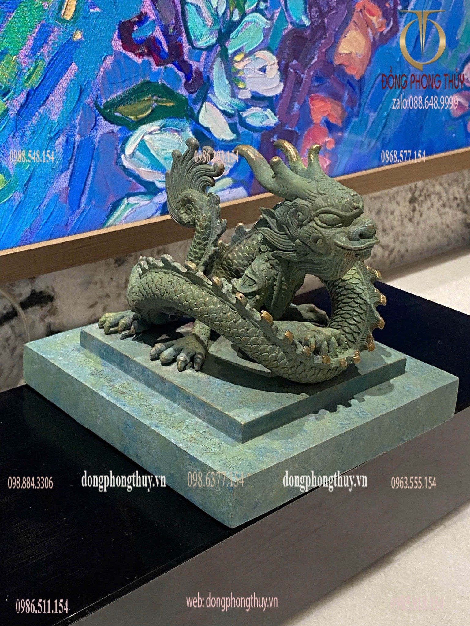 Ấn rồng Hoàng Đế Chi Bảo bằng đồng tem xanh