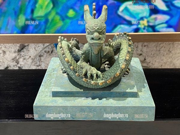 Ấn rồng Hoàng Đế Chi Bảo bằng đồng tem xanh