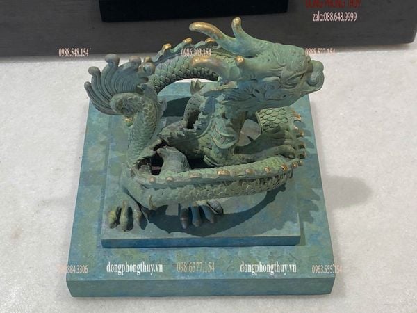 Ấn rồng Hoàng Đế Chi Bảo bằng đồng tem xanh