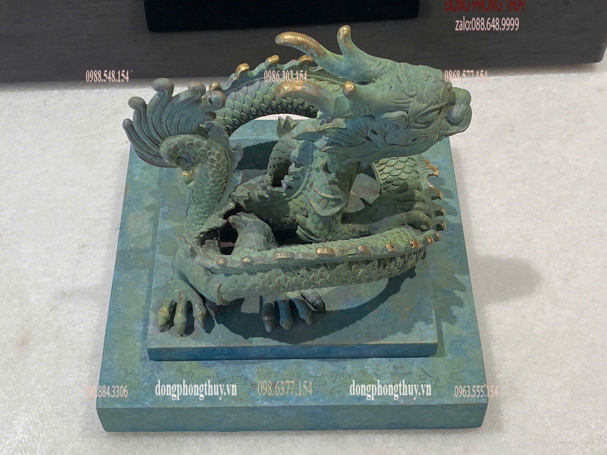 Ấn rồng Hoàng Đế Chi Bảo bằng đồng tem xanh