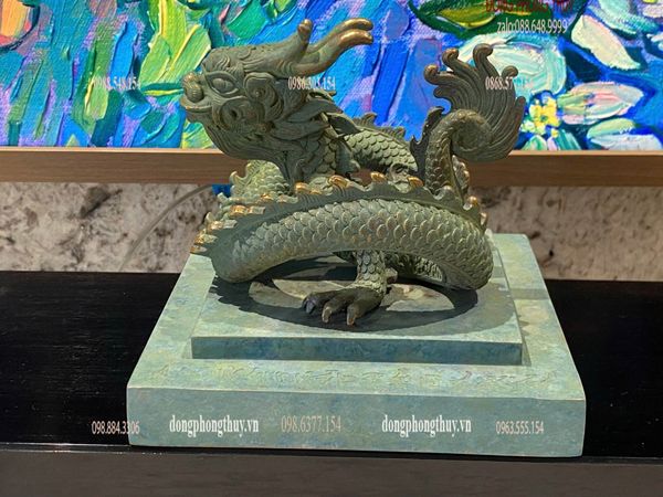 Ấn rồng Hoàng Đế Chi Bảo bằng đồng tem xanh