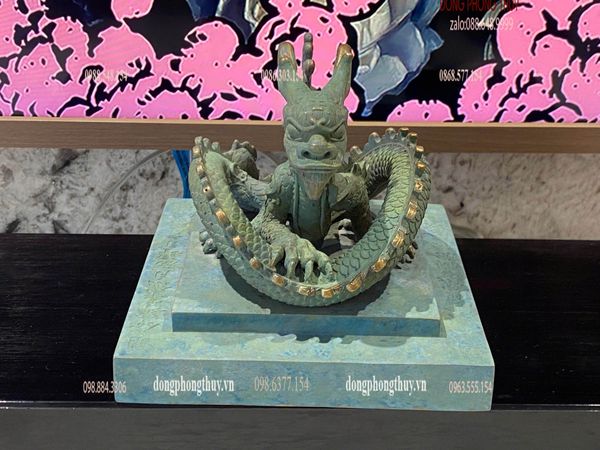 Ấn rồng Hoàng Đế Chi Bảo bằng đồng tem xanh