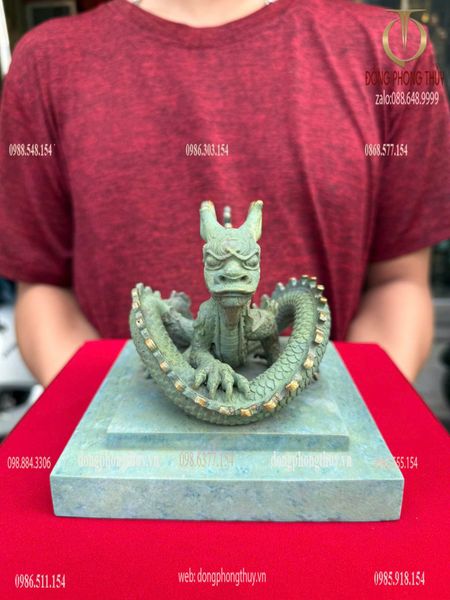 Ấn rồng Hoàng Đế Chi Bảo bằng đồng màu xanh khoáng