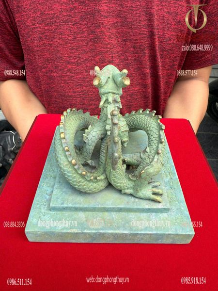 Ấn rồng Hoàng Đế Chi Bảo bằng đồng màu xanh khoáng
