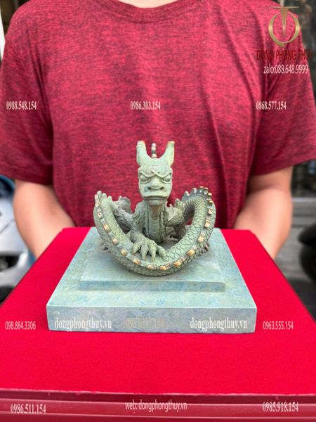 Ấn rồng Hoàng Đế Chi Bảo bằng đồng màu xanh khoáng