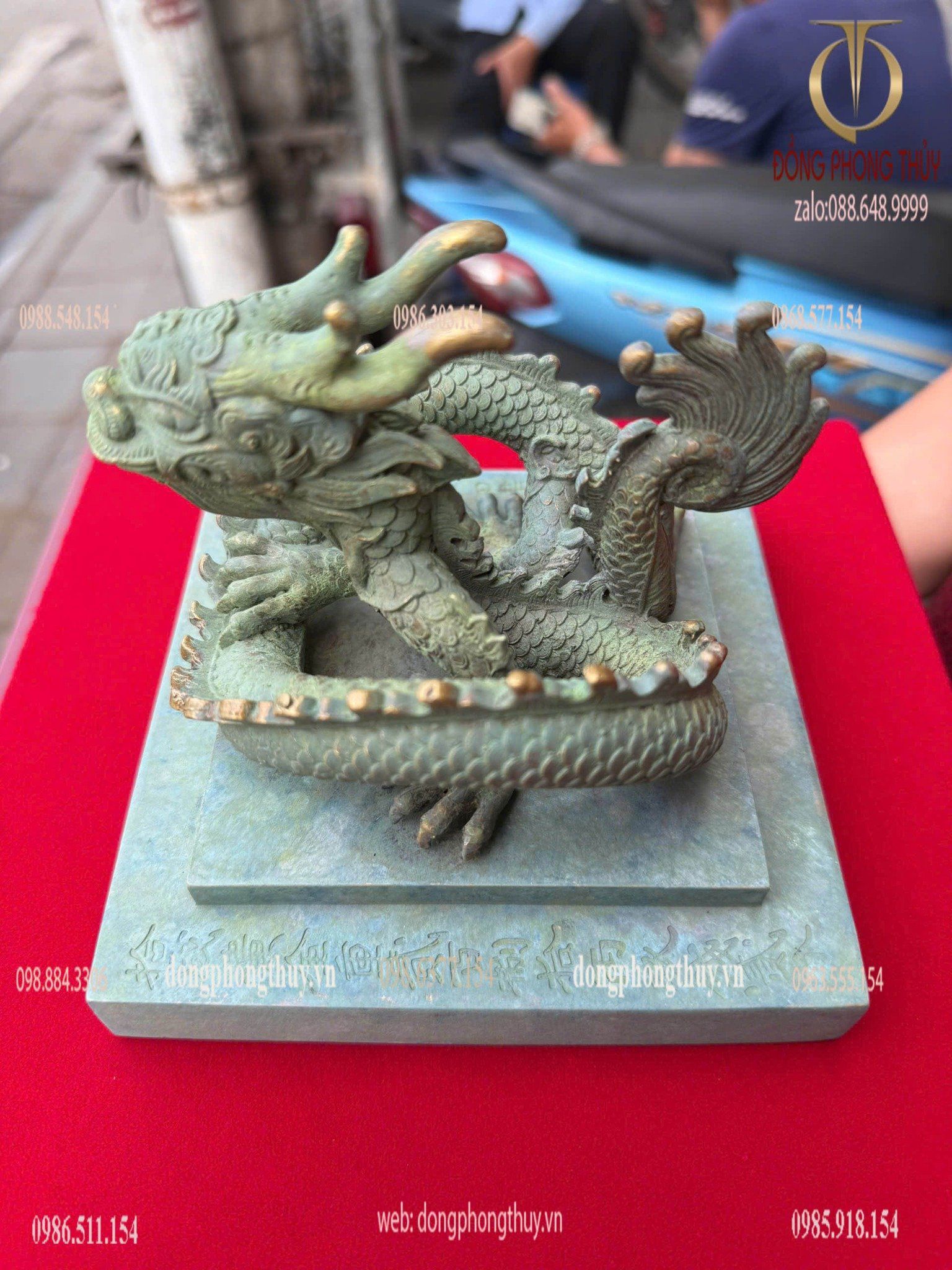 Ấn rồng Hoàng Đế Chi Bảo bằng đồng màu xanh khoáng