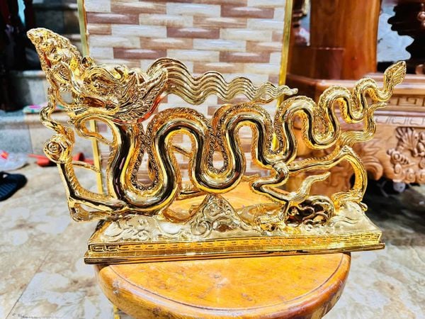 Tượng rồng thời lý bằng đồng mạ vàng 24k