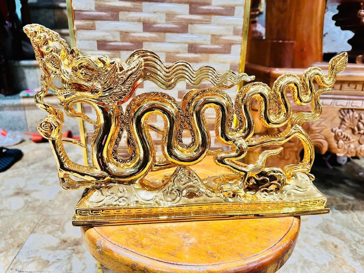 Tượng rồng thời lý bằng đồng mạ vàng 24k