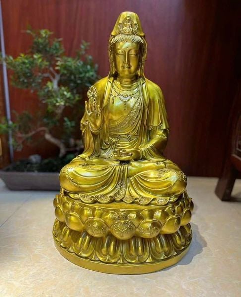 Tượng phật quan âm 48cm 8kg bằng đồng