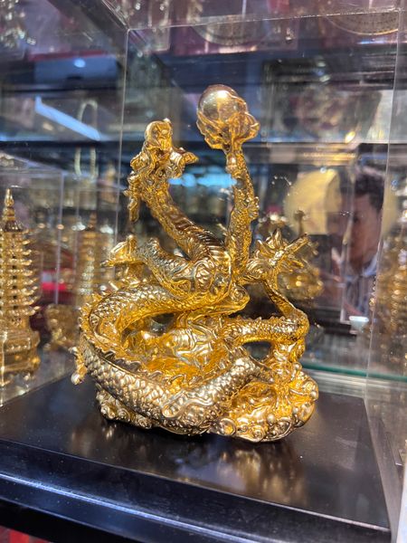 Tượng rồng mạ vàng - Quà tặng sếp: Tượng rồng bằng đồng dát vàng 24k