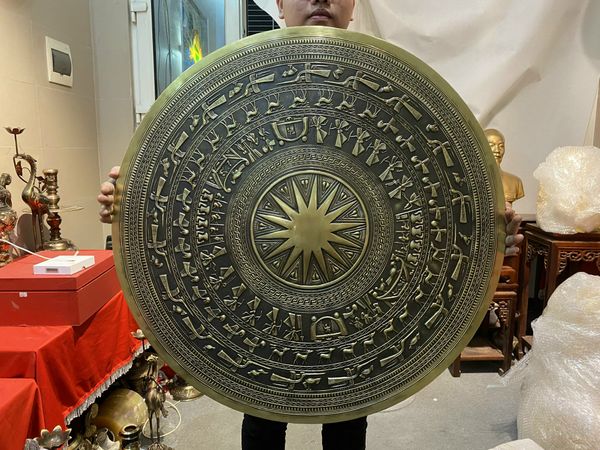 Mặt trống đồng đông sơn đường thúc tay thủ công đường kính kính 80cm