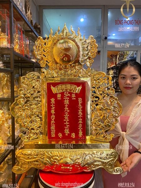 Bài vị Cửu Huyền Thất tổ dát vàng 24k chữ đặt theo yêu cầu Cao 90 ngang 68  sâu 9.5 cm nặng 4.5 kg