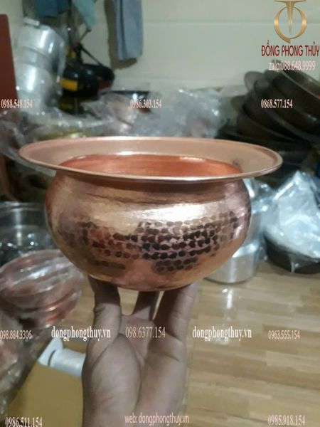 Bát điếu bằng đồng đỏ gò thủ công
