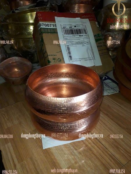 Bát bằng đồng đỏ gò thủ công cao 10 rộng 25 nặng 1,1kg dày 0.9li