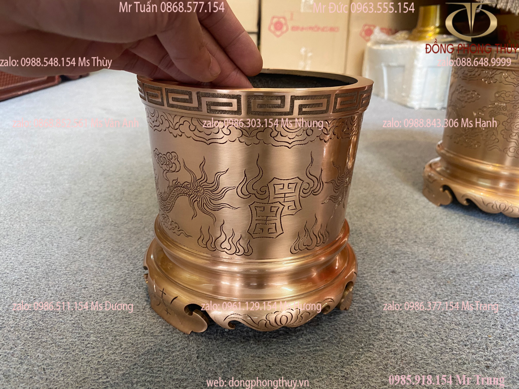 Bát hương đồng đỏ 16cm nặng 3,3kg