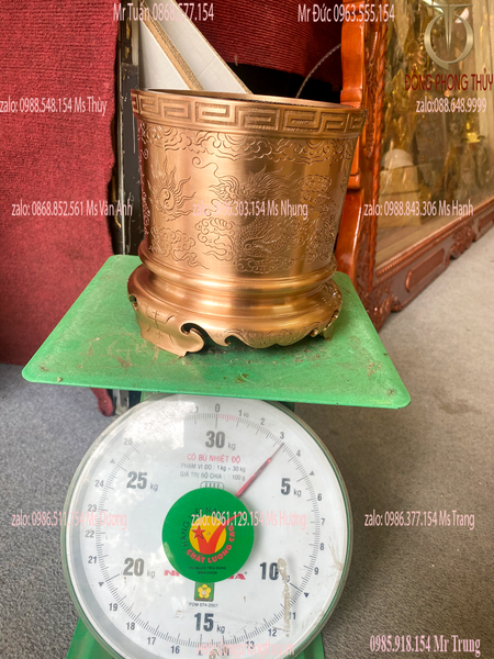 Bát hương 18cm đồng đỏ nặng 4kg