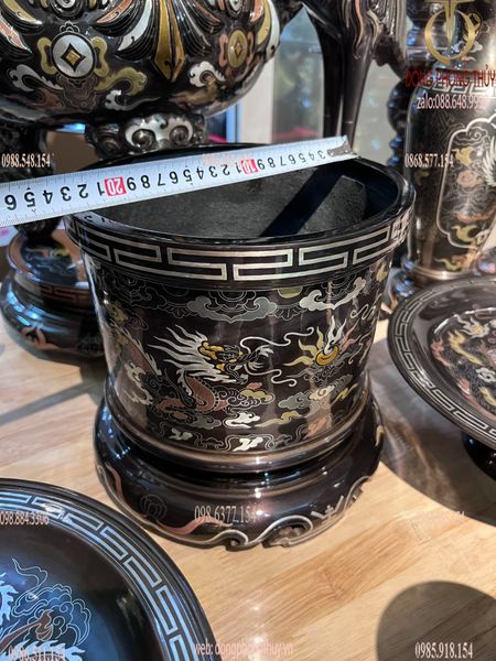 Bát hương đông 23cm khảm ngũ sắc