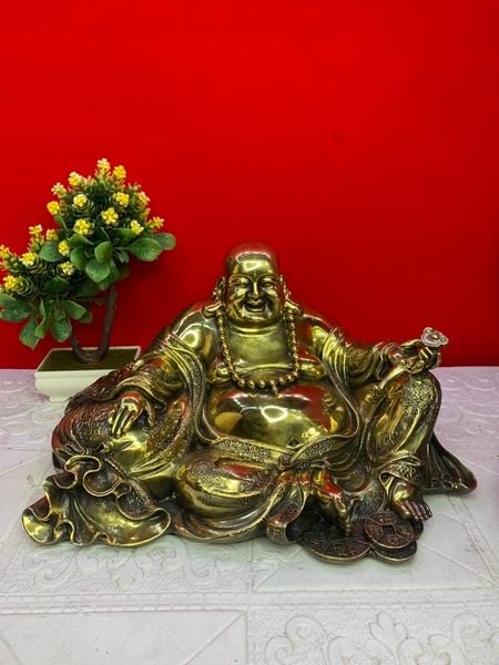 Tượng di lặc bằng đồng cao 22 sâu 41 ngang 25 nặng 9kg