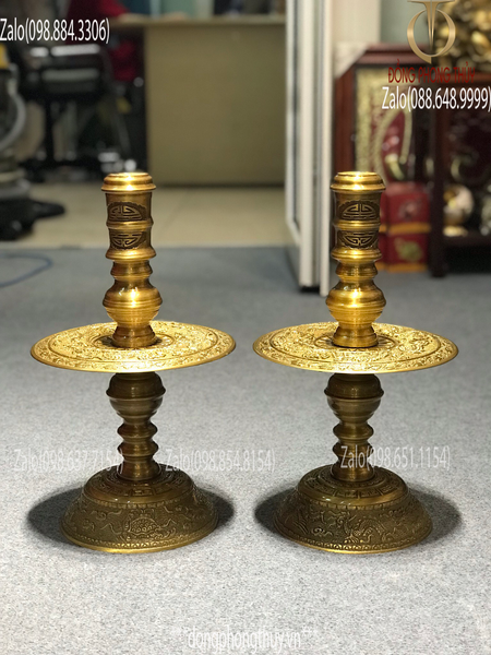 Bộ đỉnh đồng ngũ sự song long vàng đậm 50cm, nặng 19kg